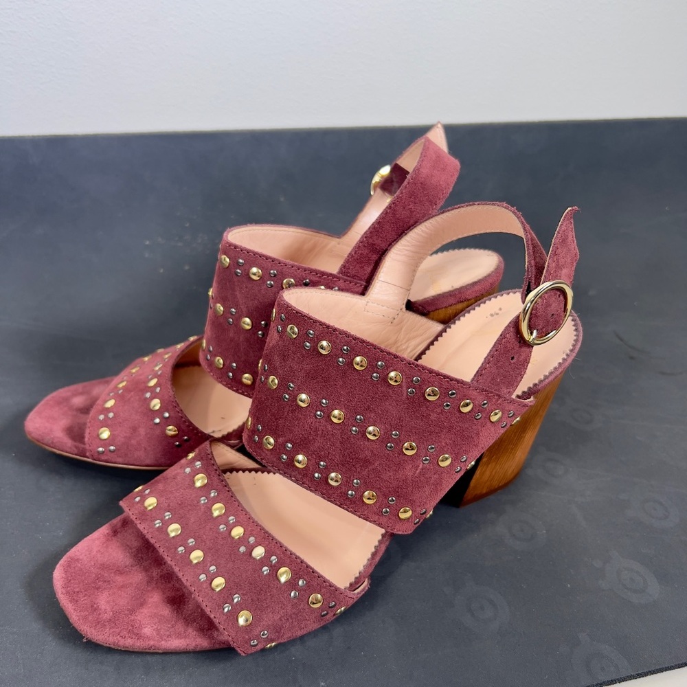 Jcrew Size 8.5 Stella Heels In Studded Suede - Bu… - image 1
